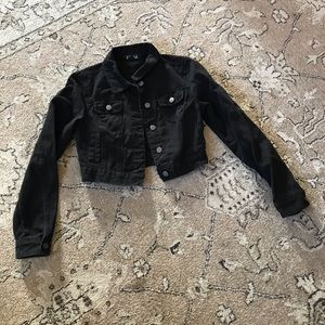 Black denim jacket, cropped